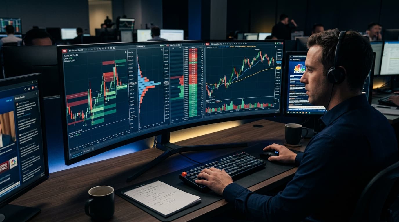 Institutional Order Flow Footprint Trading Desk